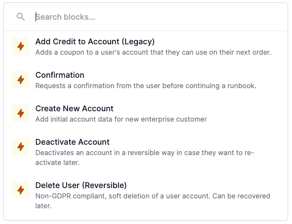 Airplane block search UI